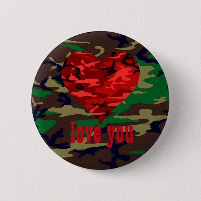 Kärlek You Military Valentine Button Knapp (Framsida)