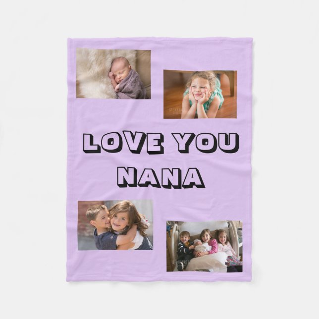 Kärlek You Nana 4-fotoLila Fleecefilt (Framsidan)