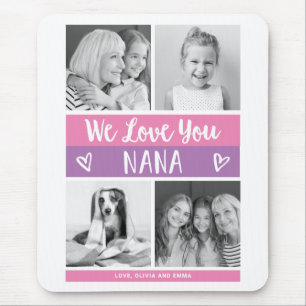 Kärlek You Nana Rosa Färg Block Photo Grid Musmatta