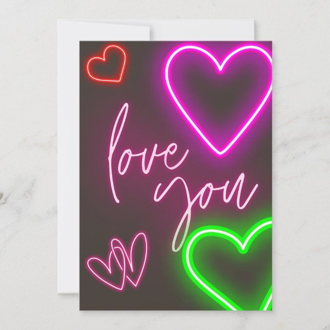 "Kärlek you" Neon Sign Valentine Card Inbjudningar (Framsida)
