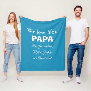 Kärlek You Pappa Gift Chic Script Family Namn Rust Fleecefilt