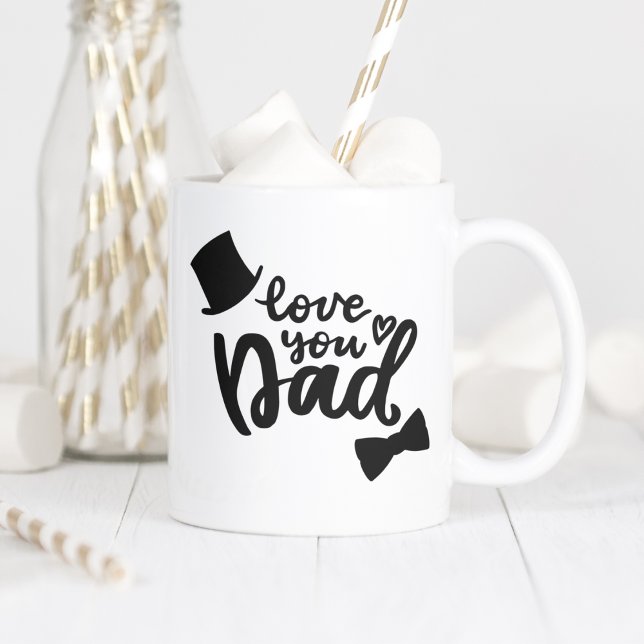 Kärlek You Pappa Gift - Fars dag Black Overlay Kaffemugg (Skapare uppladdad)