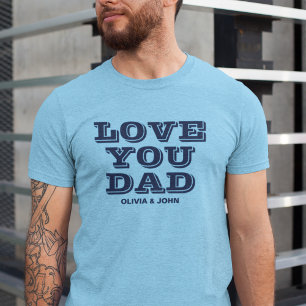 Kärlek You Pappa Modern Blue Fars dag T Shirt