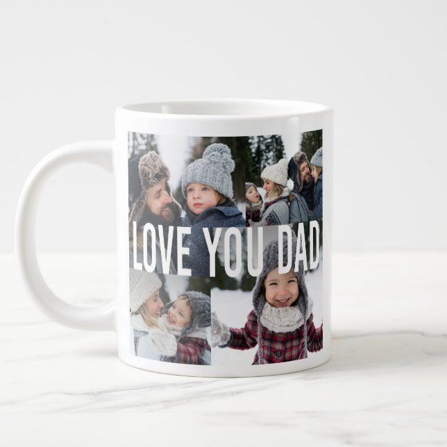 Kärlek You Pappa Photo Collage Fars dag Jumbo Mugg (Vänster)