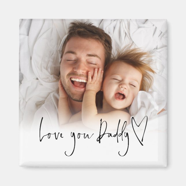 Kärlek You pappa Photo Overlay Script Heart Magnet (Framsidan)