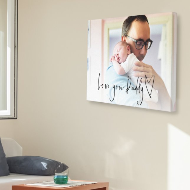 Kärlek You pappa Script Heart Photo Overlay Canvastryck (Skapare uppladdad)