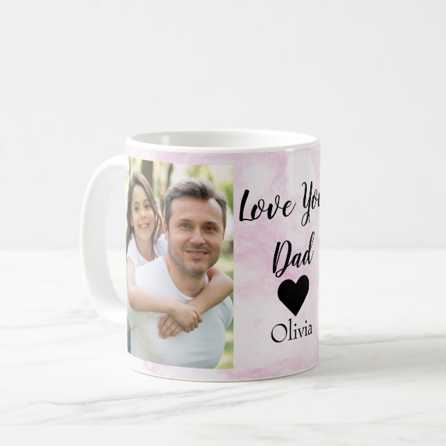 Kärlek You Pappa | Två foto-handskrivna texter Kaffemugg (Framsida vänster)