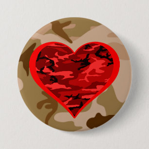 Kärlek You Red Camo Heart Militär Valentine Button Knapp