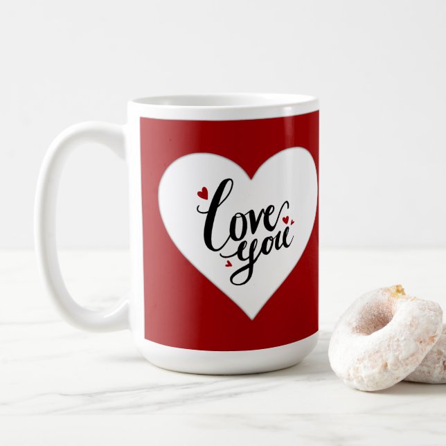 Kärlek You Red Heart eget namn Romantic Kaffemugg (Med munk)