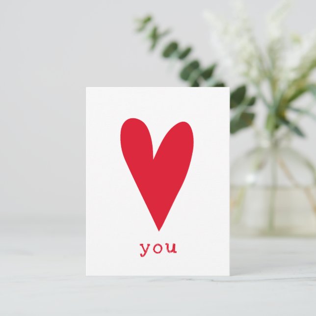 Kärlek You | Red Heart Valentine Day Helg Vykort (Stående Fram)