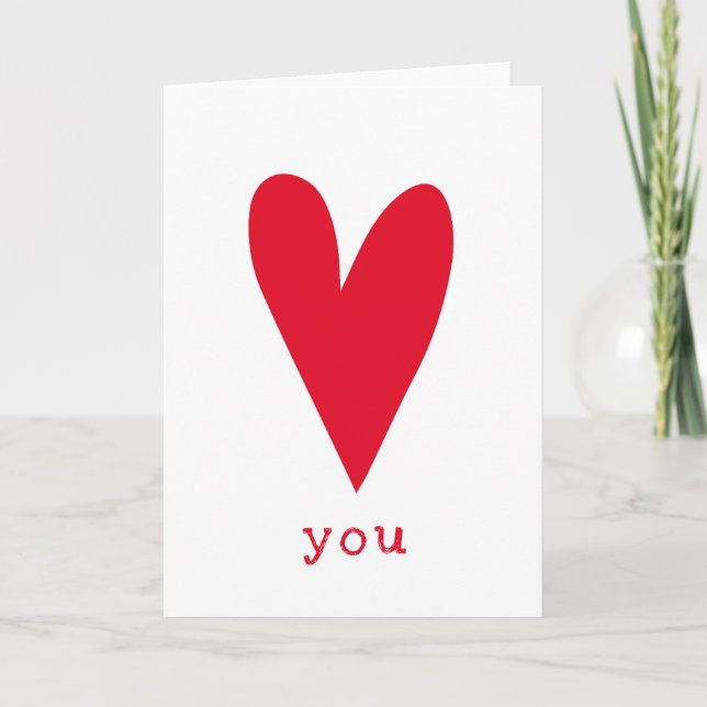 Kärlek You | Red Heart Valentine Day Helgkort (Framsida)