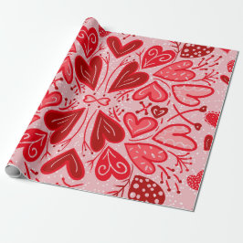 Kärlek You Red Hearts Valentine Gift Presentpapper