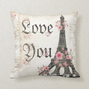 Kärlek You Romantic Paris Tea rosa blommars cherr Kudde