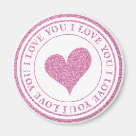 Kärlek You Rosa Glitter Magnet