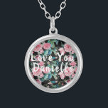 Kärlek You Rosa ros Romantic gift Necklace Silverpläterat Halsband<br><div class="desc">Kärlek Du Rosa ros Romantisk gåva Necklace. Designad från min ursprungliga vattenfärgsmålning.</div>