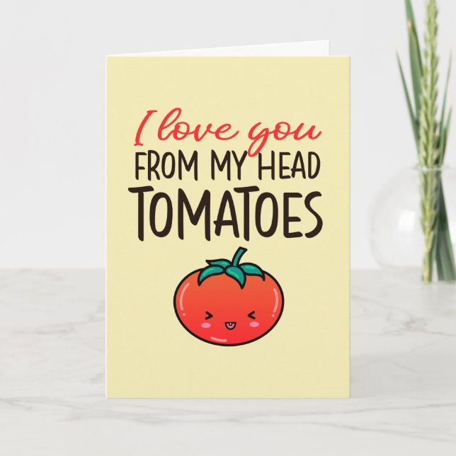 Kärlek You Tomates Funny Food Pun Valentine Day Helgkort (Framsida)
