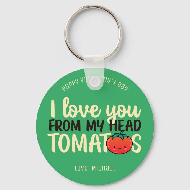Kärlek You Tomates Funny Pun Cute Valentine Day Nyckelring (Framsida)