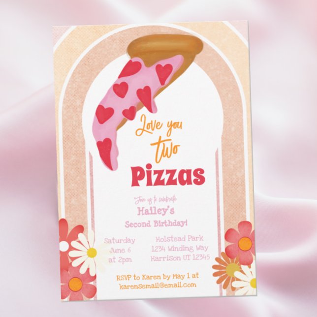 Kärlek You Two Pizza Party Birthday Inbjudningar (Skapare uppladdad)