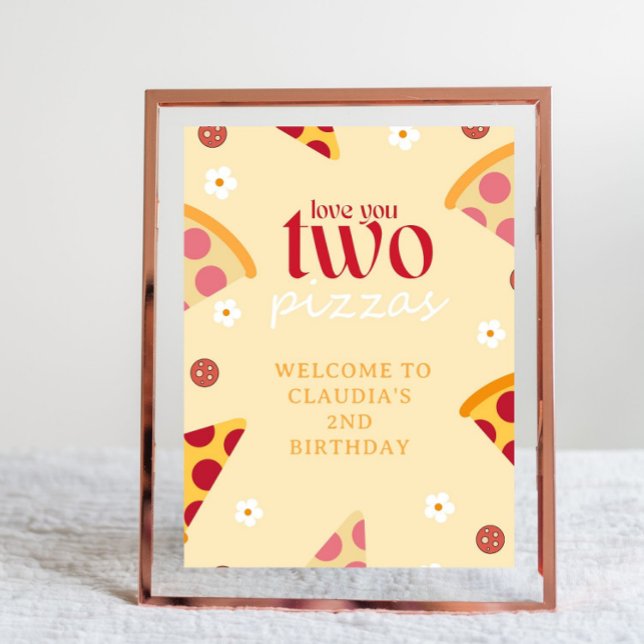 Kärlek You Two Pizzas välkomsttecken Poster (Pizza Party Welcome Sign, Kids 2nd Birthday Decors, Valentines Pizza Party, Love You 2 Pizza Welcome)
