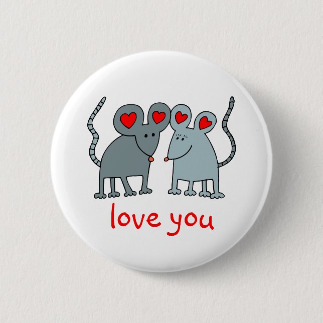 Kärlek You Valentine Mice-knapp Knapp (Framsida)