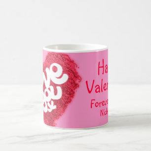 "Kärlek you x" Valentine rosa mugg