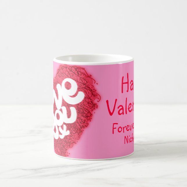 "Kärlek you x" Valentine rosa mugg (Center)