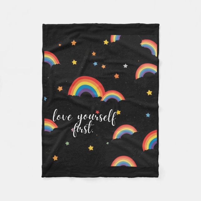Kärlek Yourown First Rainbow Pride Sticker Fleecefilt (Framsidan)