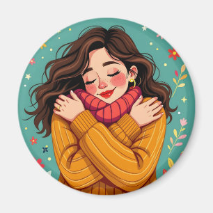 Kärlek Yourself Girl Hugger Herself Magnet