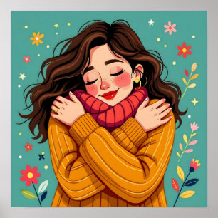 Kärlek Yourself Girl Hugger Herself Poster