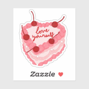 Kärlek Yourself Heart Cake Sticker Klistermärken