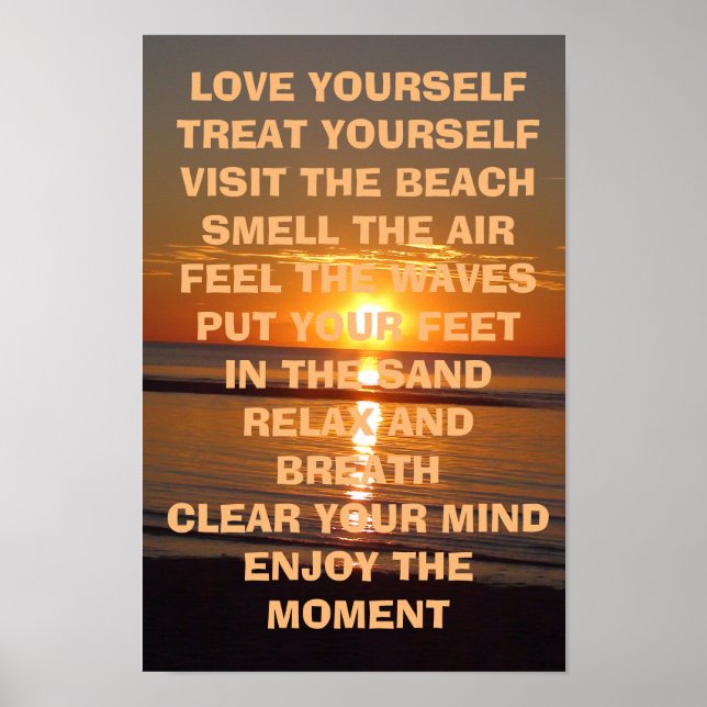 Kärlek Yourself inspirational Beachy Quote Poster (Framsidan)
