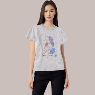 "Kärlek Yourself" inspirational Girl Line Art T Shirt