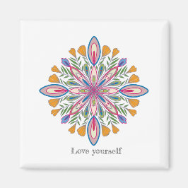 Kärlek Yourself Mandala Blommigt Magnet