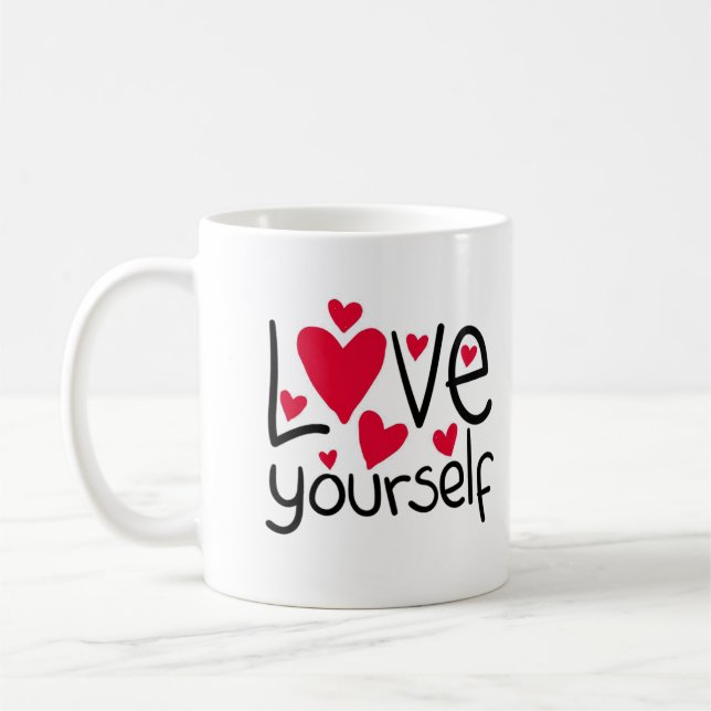 Kärlek Yourself Mugg-A Perfekt Gift med Cute Heart Kaffemugg (Vänster)