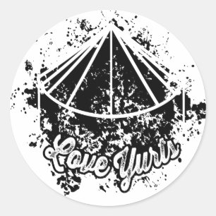 Kärlek Yurts   Svart Sticker Runt Klistermärke