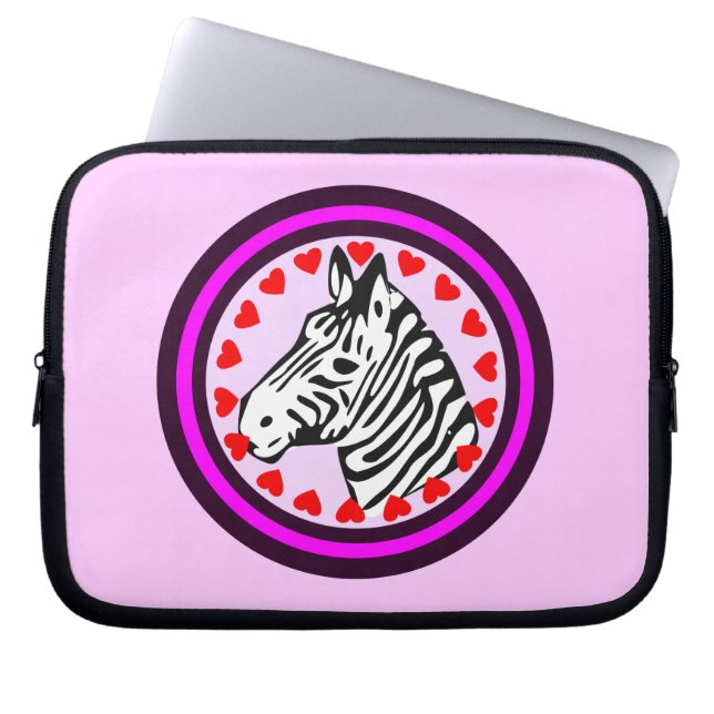 ☞♥Kärlek Zebra Chic& Fantastisk Datorfodral♥☜ Laptop Sleeve (Framsidan)