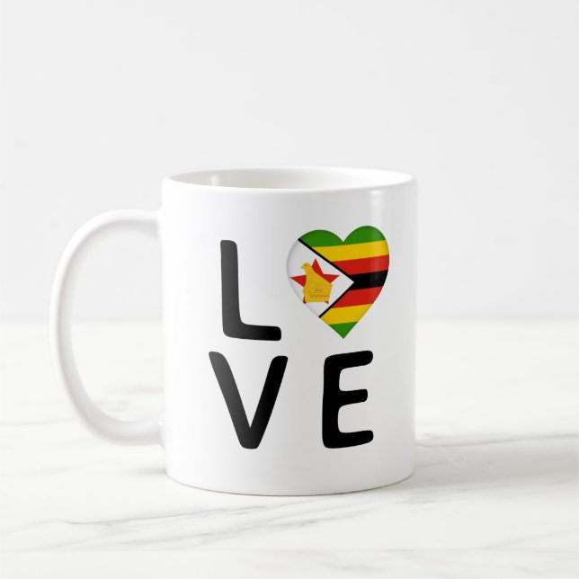 Kärlek - Zimbabwe Flagga Kaffemugg (Vänster)