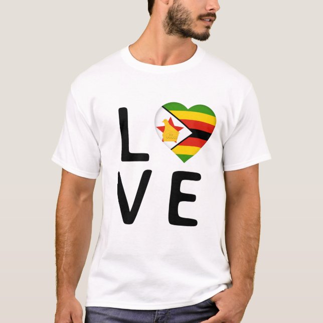 Kärlek - Zimbabwe Flagga T Shirt (Framsida)
