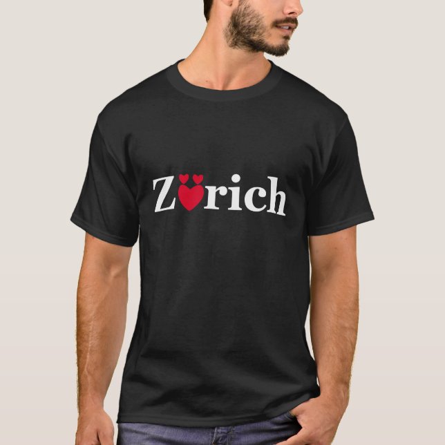 Kärlek Zurich på den mörka T-skjortan Tee (Framsida)