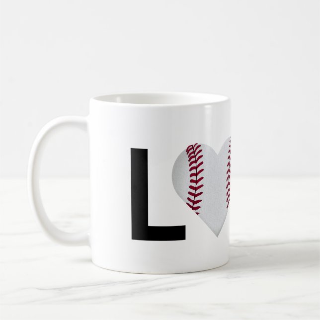 Kärlekbaseballmugg (baseballhjärta) kaffemugg (Vänster)