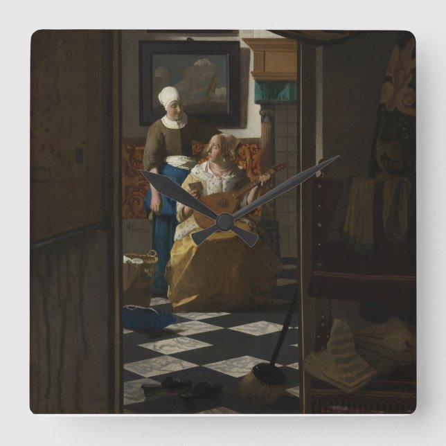 Kärlekbrev av Johannes Vermeer Fyrkantig Klocka (Framsida)