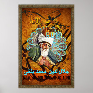 Kärlekdikter vid RUMI - poster guld, mattan, gult