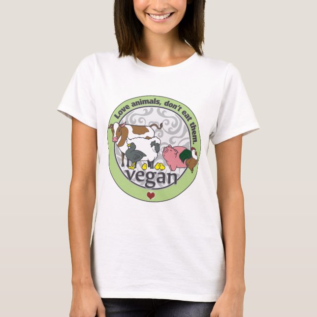 Kärlekdjur äter inte dem veganen t-shirt (Framsida)