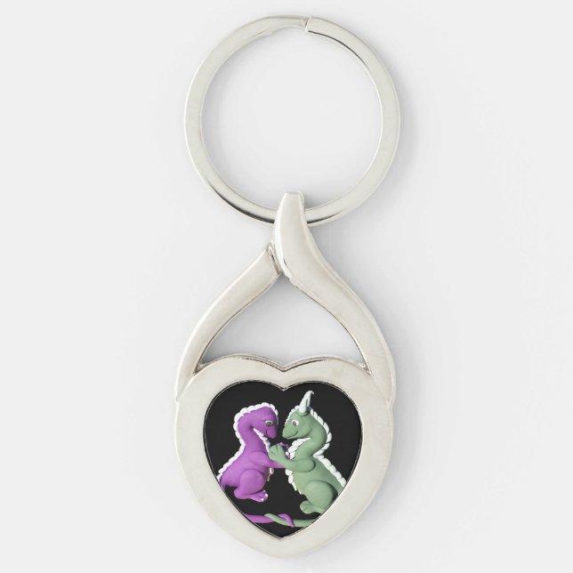 kärlekdrakekeychain twisted heart silverfärgad nyckelring (Framsidan)