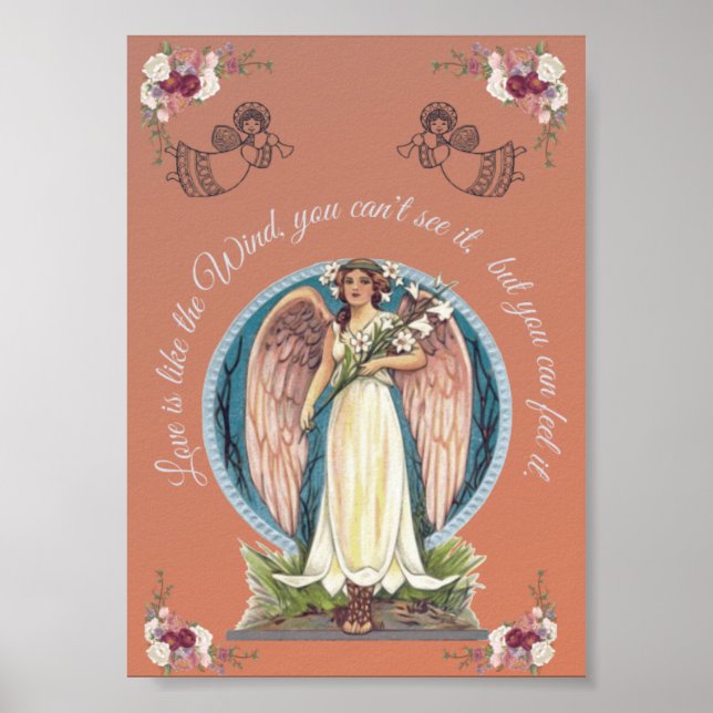 KÄRLEKEN ÄR SOM VINDEN BLOMSTERSKAPANDE ÄNGEL    POSTER (Framsidan)