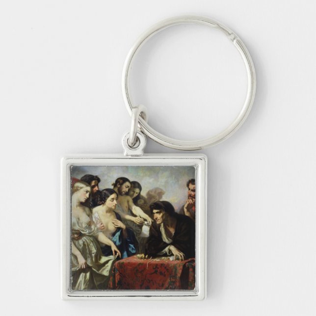 Kärleken av guld, 1844 fyrkantig silverfärgad nyckelring (Framsidan)