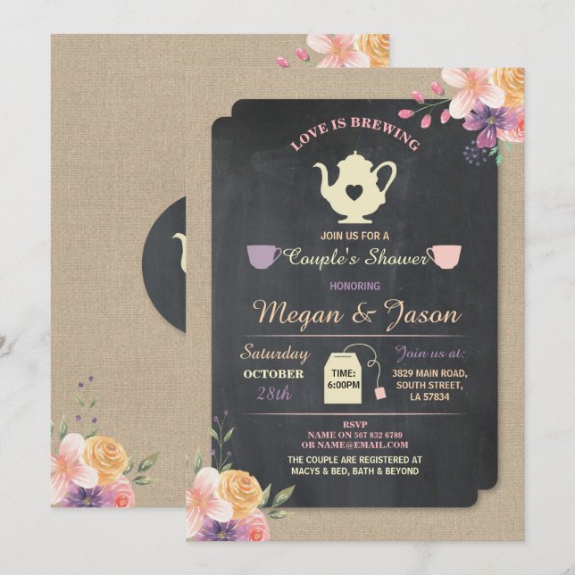 KÄRLEKEN KOKAR Bjud in till bröllopsfest för par K Inbjudningar (Fram/baksida)