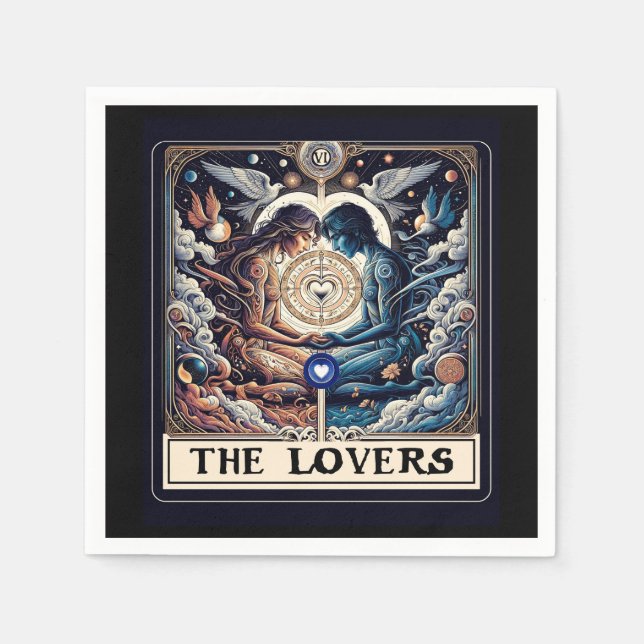 KÄRLEKEN Tarot Celestial Man & Kvinna Själslingar Pappersservett (Framsidan)