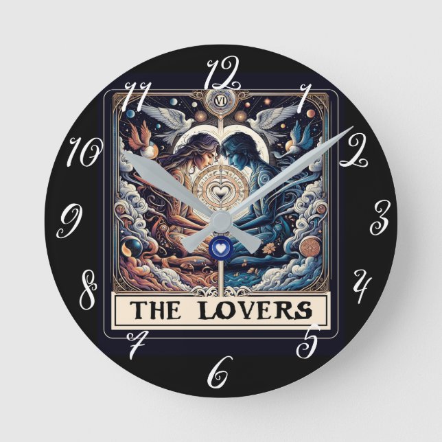 KÄRLEKENA Tarot Celestial Man & Kvinna Själslingar Rund Klocka (Framsida)