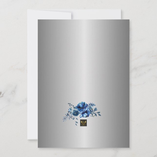 Kärlekens blå kronblad: Följ med oss på en bröllop Inbjudningar (Baksida)